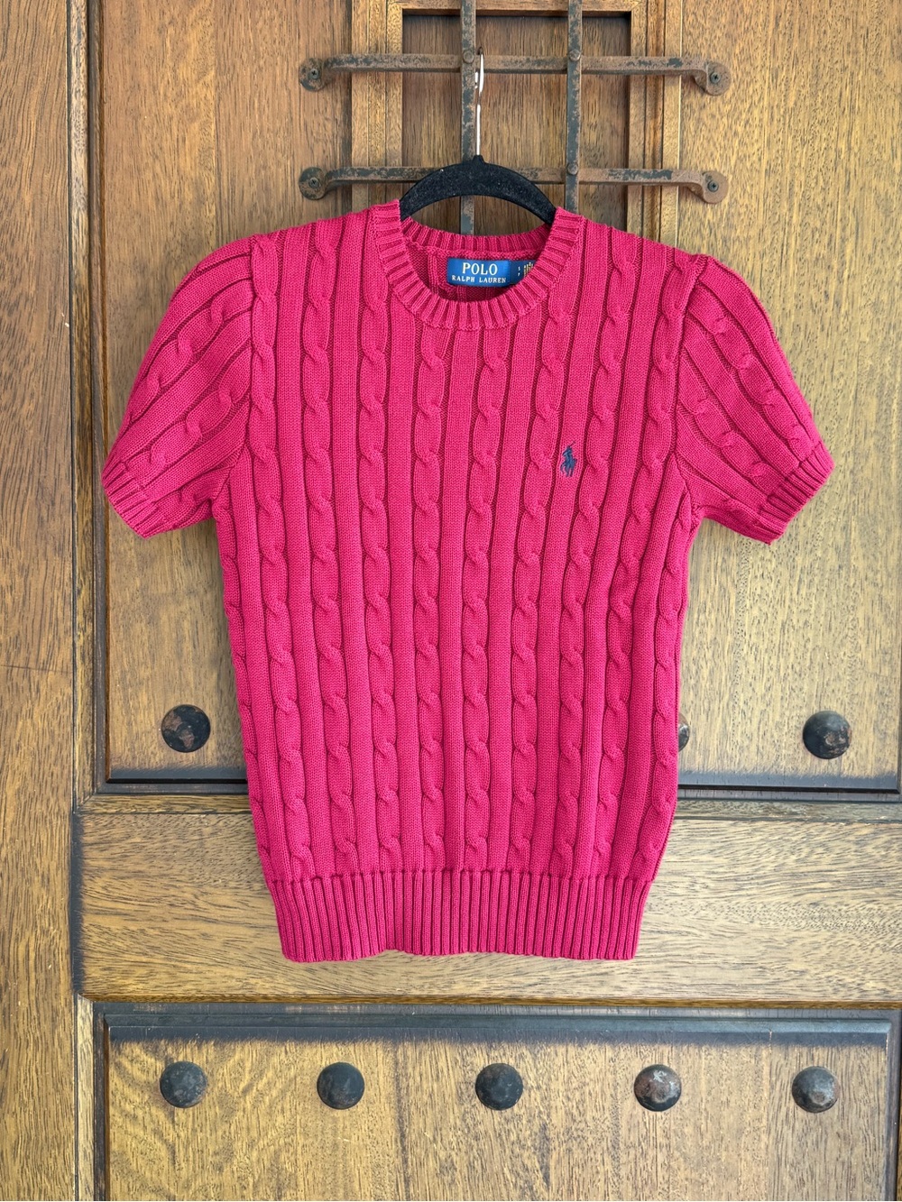 Ralph Lauren Women’s Crewneck Cable Knit  Pinkish Red Sweater Size S